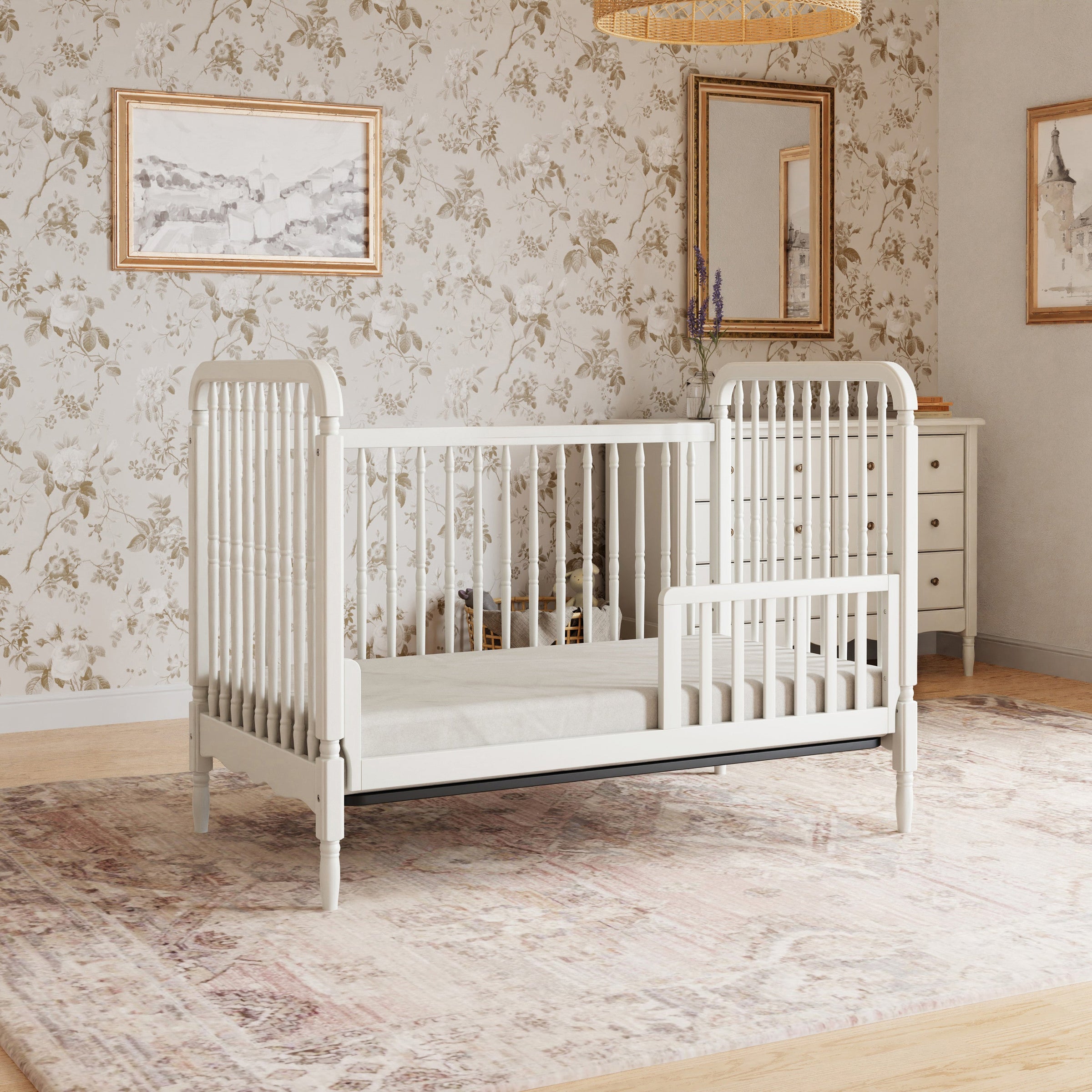 M7101RW,Liberty 3-in-1 Convertible Spindle Crib w/Toddler Bed Conversion Kit in Warm White