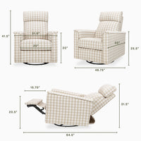 M17182TGH,Willa Pro Power Glider Recliner w/ Power Lumbar in Tan Gingham