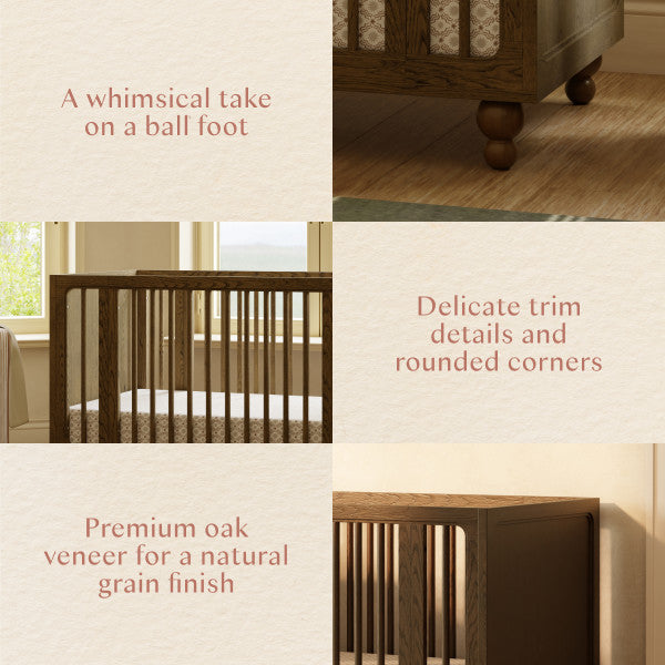 M33380TE,Nate Berkus x Babyletto Astre All-Stages Crib w/Bassinet & Toddler Bed Kits in Toffee