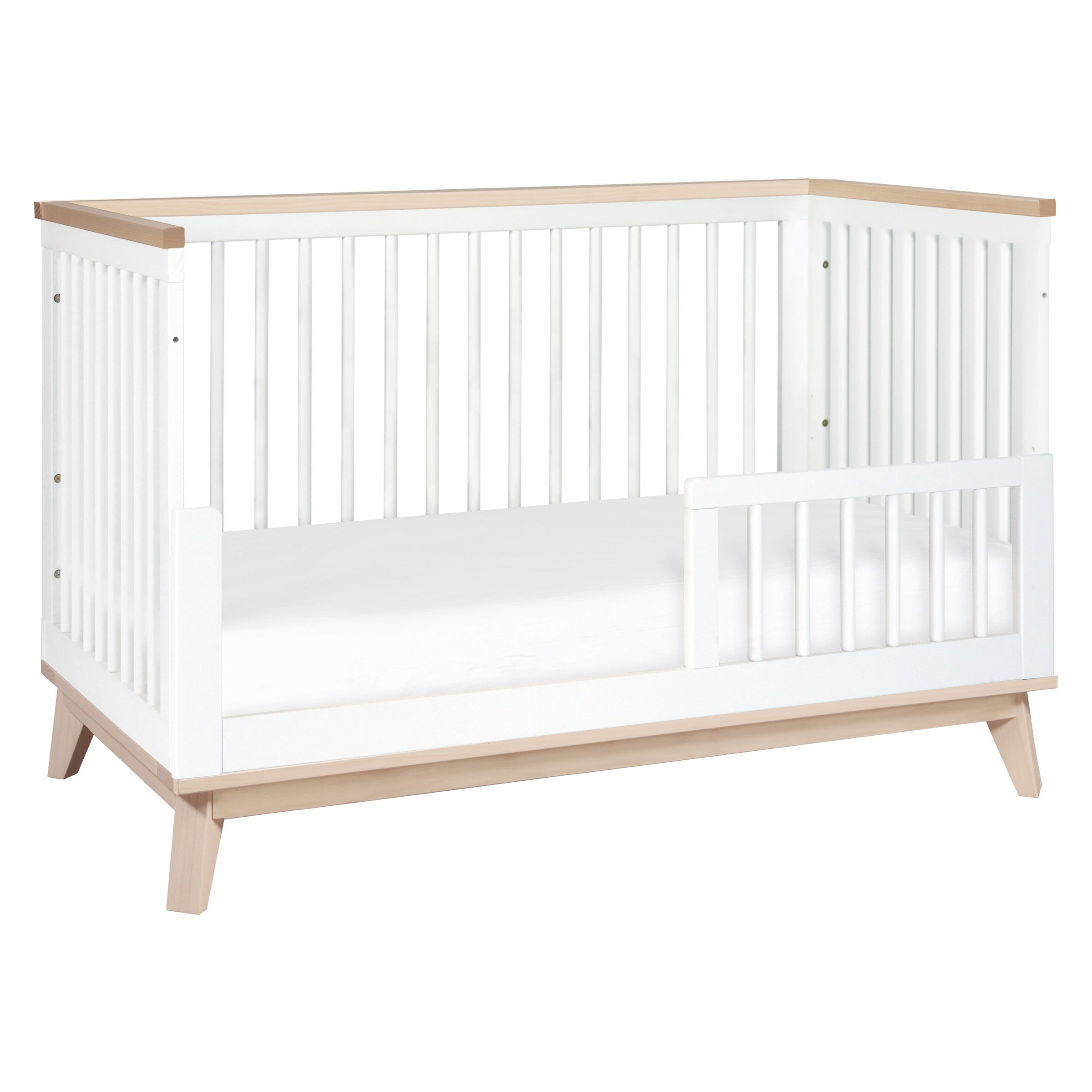 M5801WNX,Scoot 3-in-1 Convertible Crib w/ToddlerBedConversion Kit in White/WashedNatural