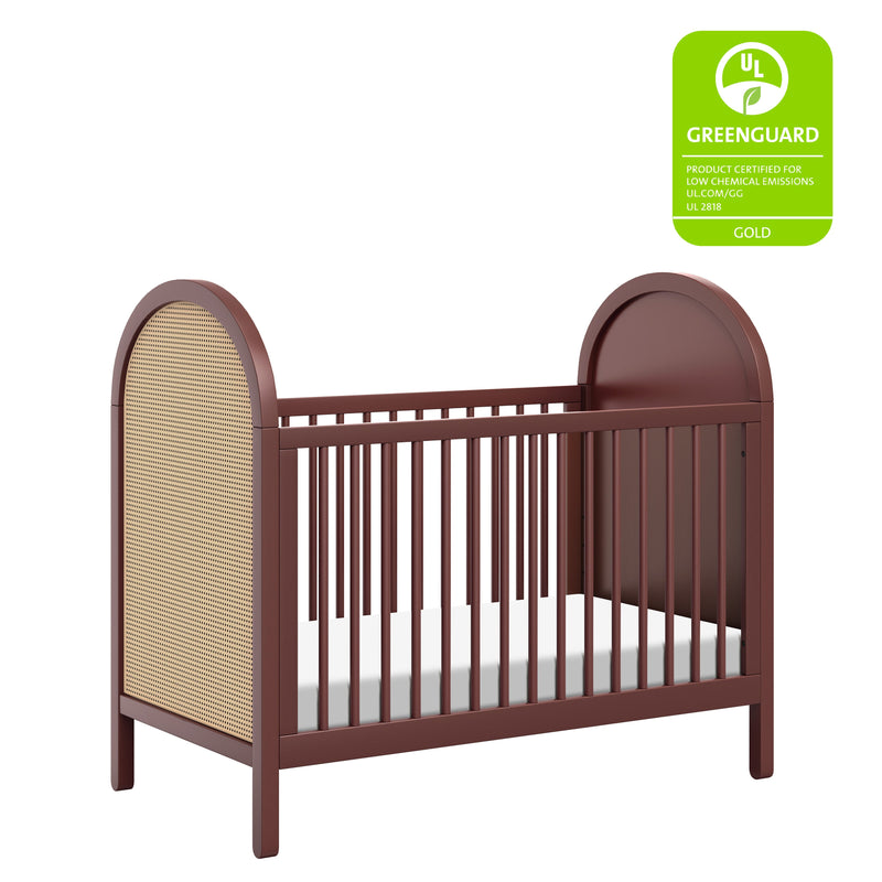 M25601CRNC,Bondi Cane 3-in-1 Convertible Crib w/ Toddler Bed Kit in Crimson with Natural Cane