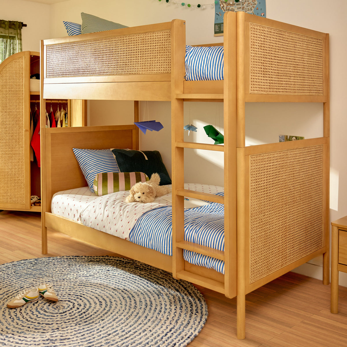 M25994HYNC,Bondi Cane Convertible Bunk Bed in Honey with Natural Cane
