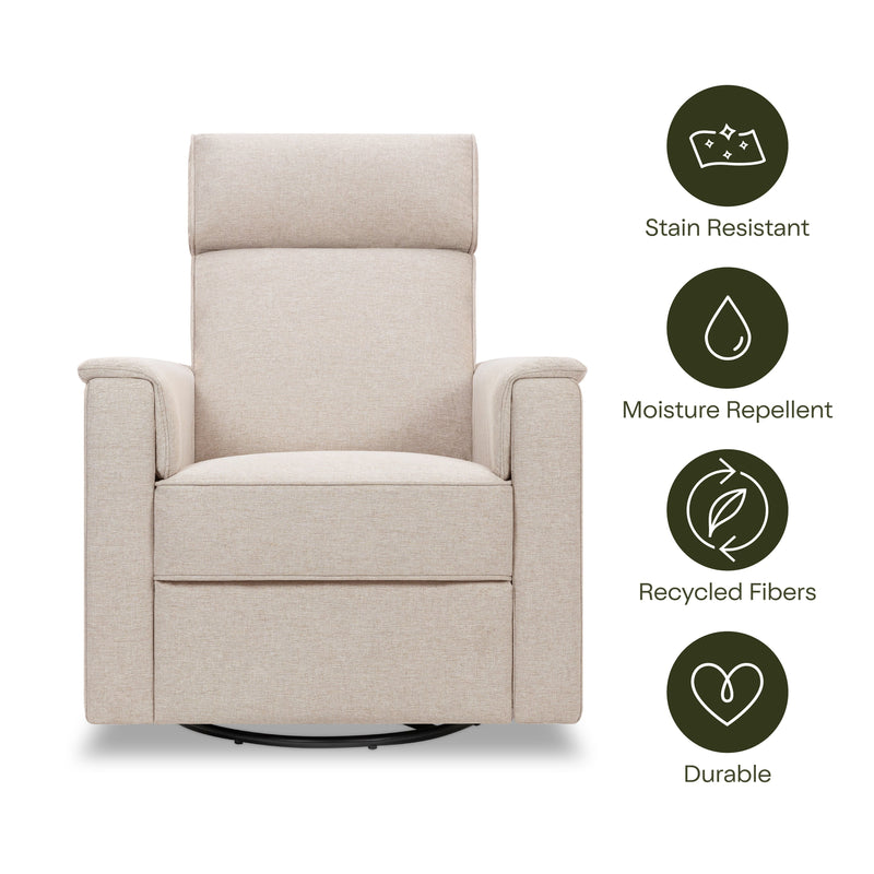M17183PBEW,Willa Deluxe Power Glider Recliner w/Heat&Massage in Performance Beach Eco-Weave