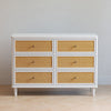 M23716RWHC,Marin with Cane 6 Drawer Assembled Dresser in Warm White and Honey Cane