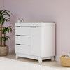 M4223W,Hudson 3-Drawer Changer Dresser w/Removable Changing Tray in White