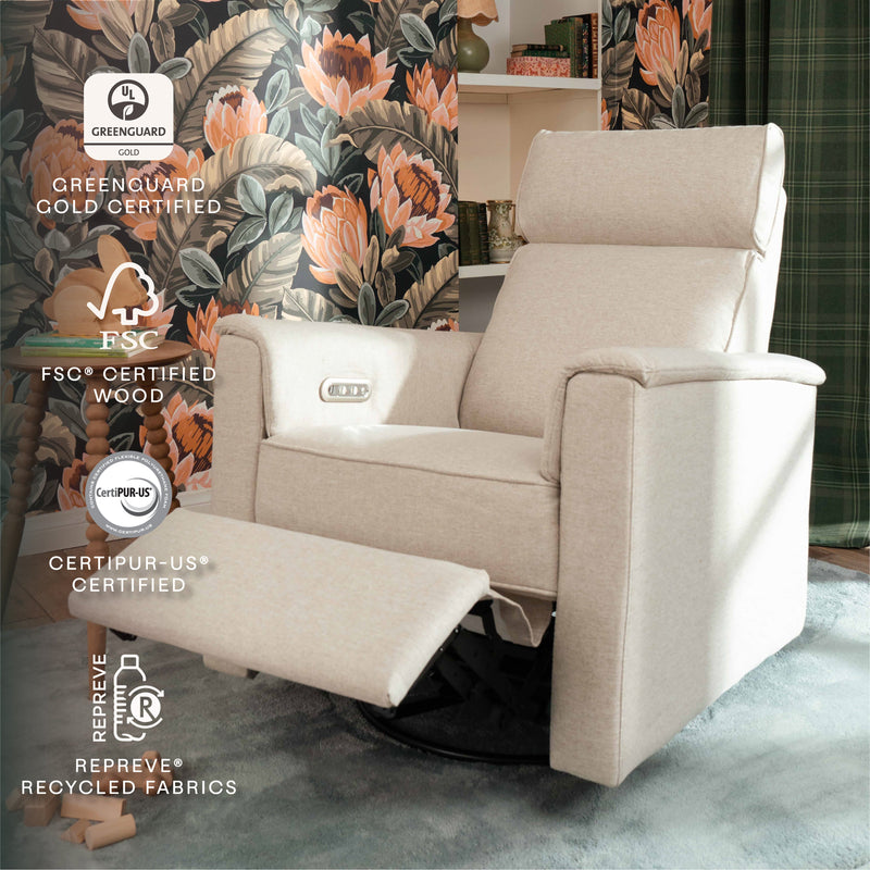 M17186PBEW,Willa Plus Power Glider Recliner w/ Power Headrest in Performance Beach Eco-Weave