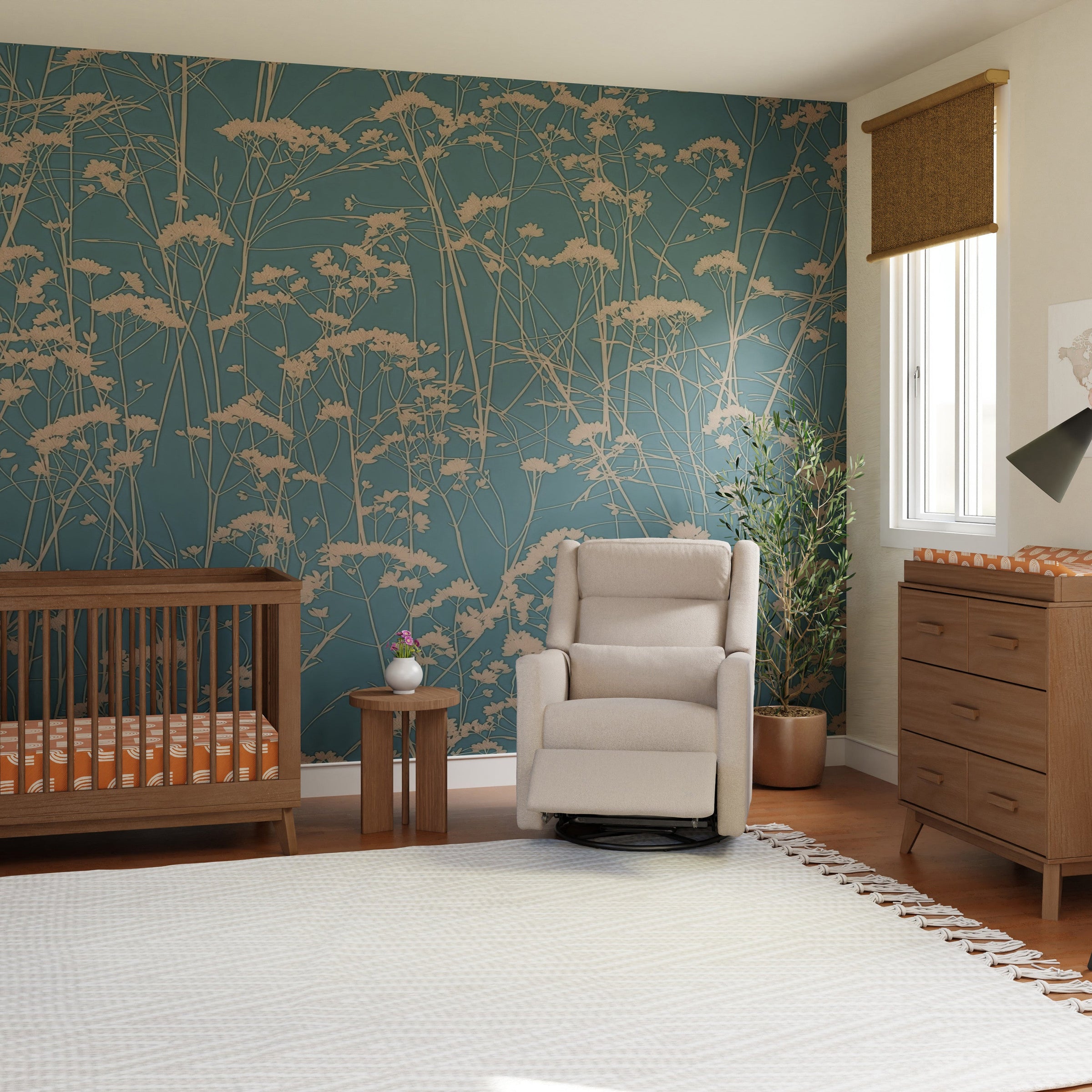 M11286PBEW,Kiwi Plus Power Glider Recliner w/ Power Headrest in Performance Beach Eco-Weave