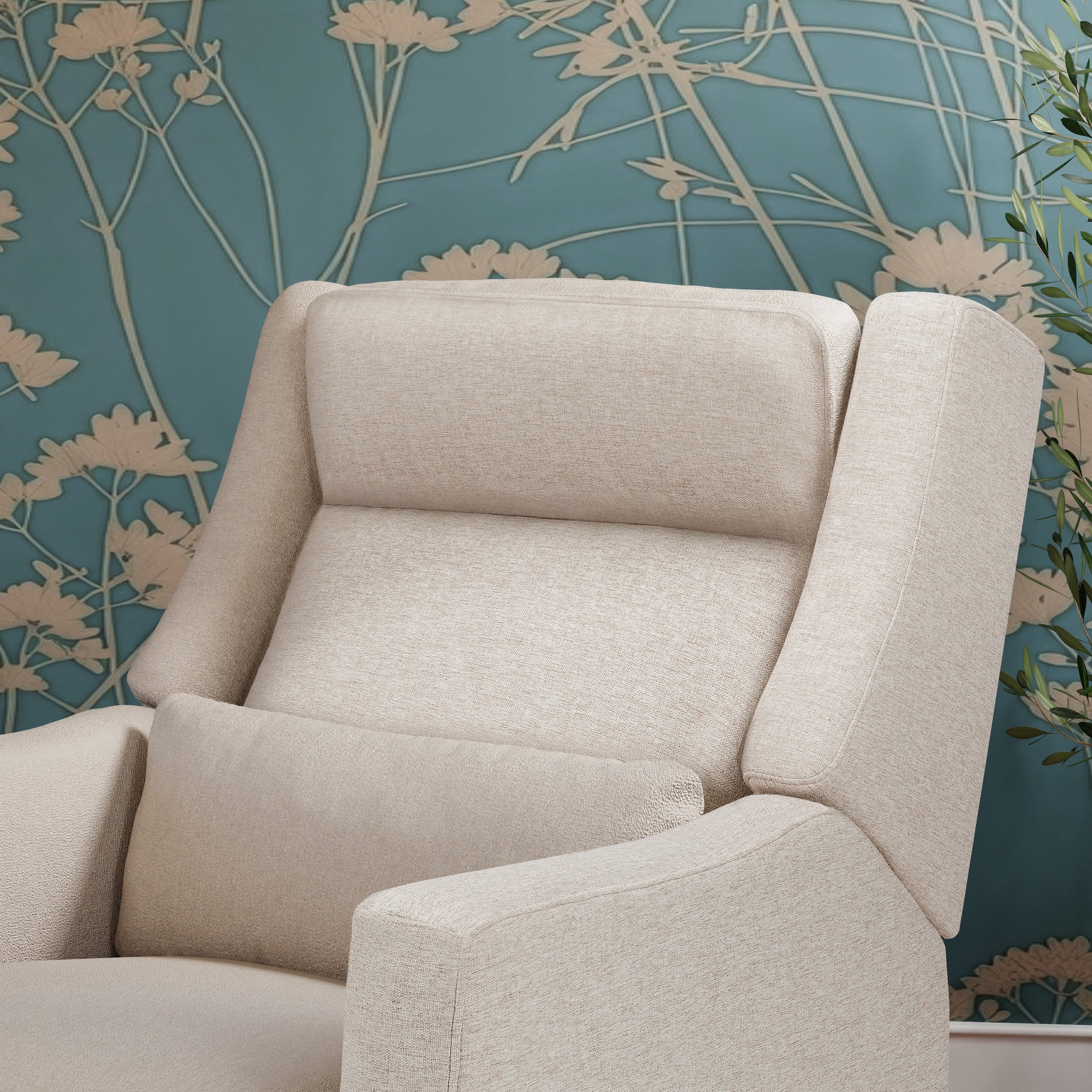 M11286PBEW,Kiwi Plus Power Glider Recliner w/ Power Headrest in Performance Beach Eco-Weave