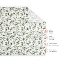T28238,Olive Branches Muslin Swaddle in GOTS Certified Organic Cotton