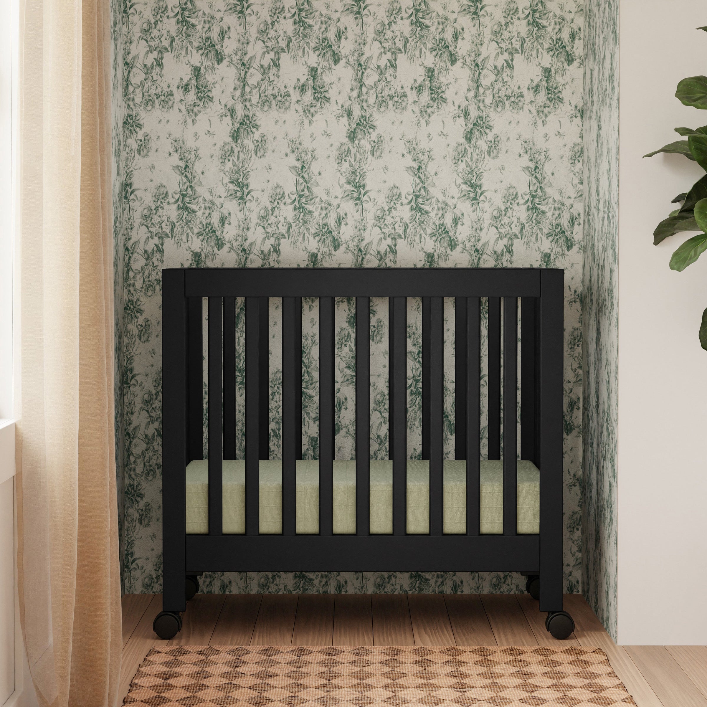 M6698B,Origami Mini Crib in Black Finish