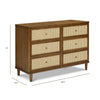 M23716NLBC,Marin with Cane 6 Drawer Assembled Dresser in Natural Walnut and Blonde Cane