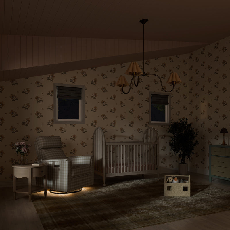 M17182TGH,Willa Pro Power Glider Recliner w/ Power Lumbar in Tan Gingham