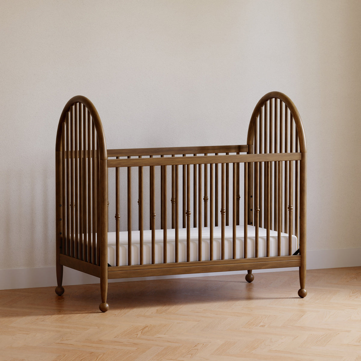 M31401NL,Alouette 3-in-1 Convertible Spindle Crib in Natural Walnut
