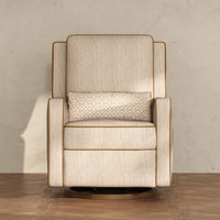 M23085BSCTB,Nate Berkus x Babyletto Sigi Power Recliner in Perf Bronze Stripe Eco-Crossweave w/Toffee Base