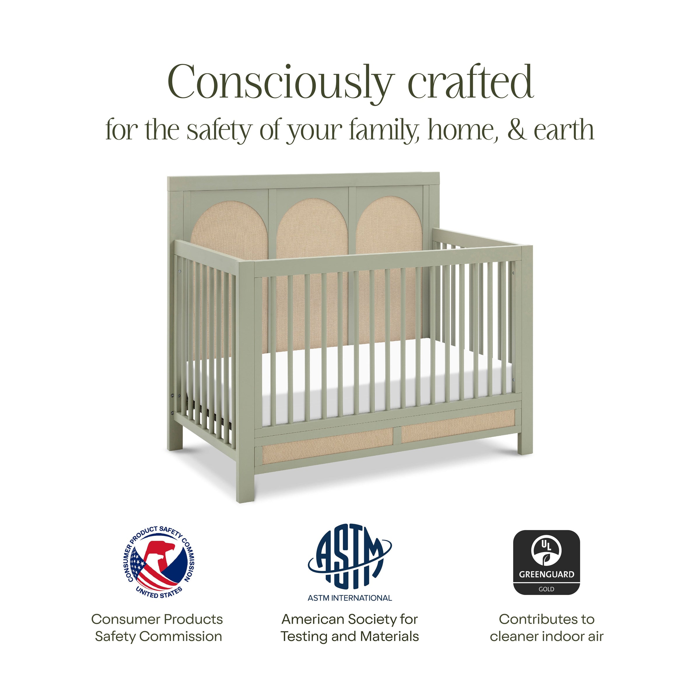 M24801FSPSEW,Eloise 4-in-1 Convertible Crib in French Sage and Performance Sand Eco-Weave