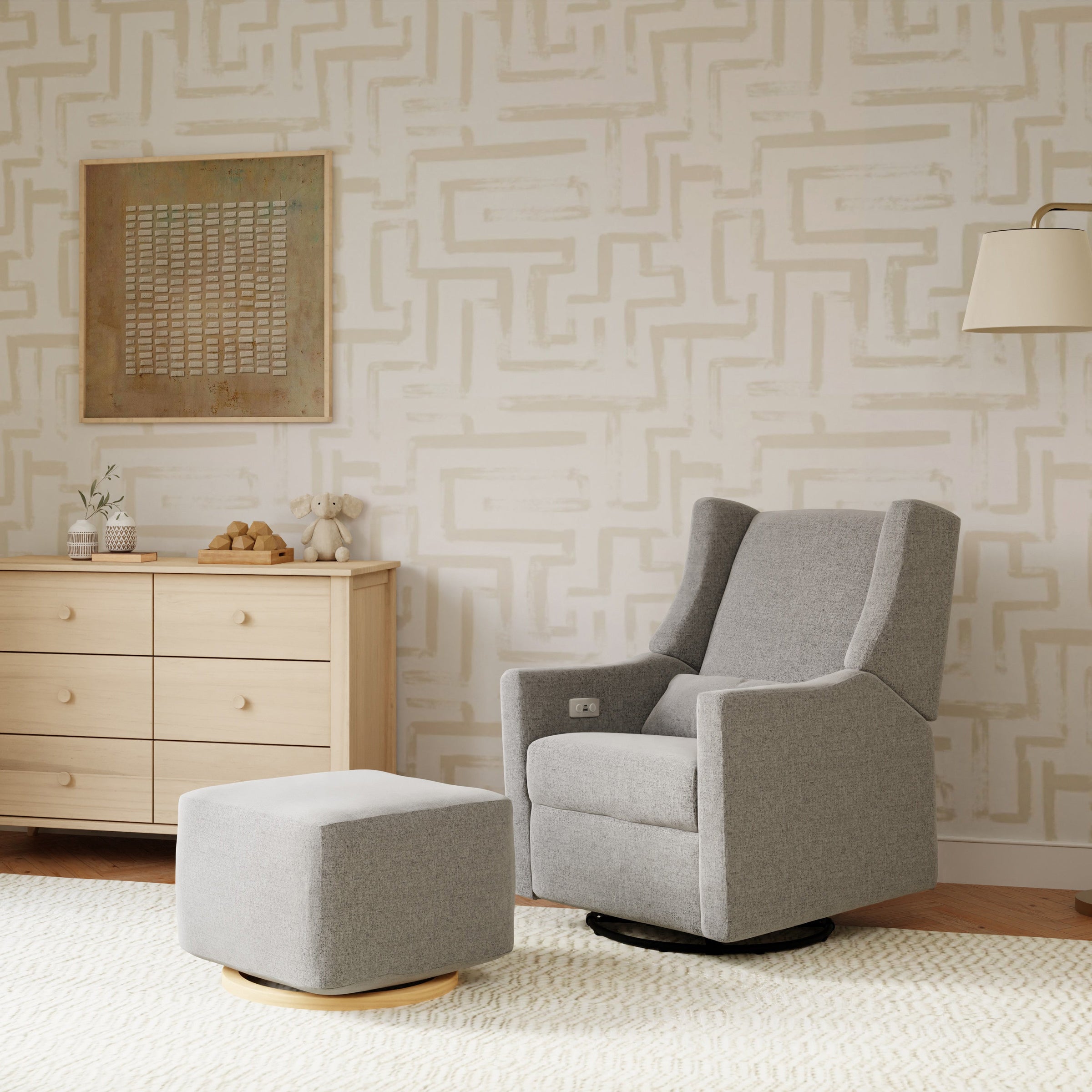 M11288PGEW,Kiwi Glider Recliner w/ Electronic Control and USB in Performance Grey Eco-Weave