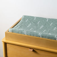 T27137,Ocean Waves Quilted Muslin Changing Pad Cover Ocean Waves Quilted Muslin Changing Pad Cover