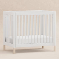 M12998WNX,Gelato 4-in-1 Convertible Mini Crib and Twin bed in White Finish w/Washed Natural Feet