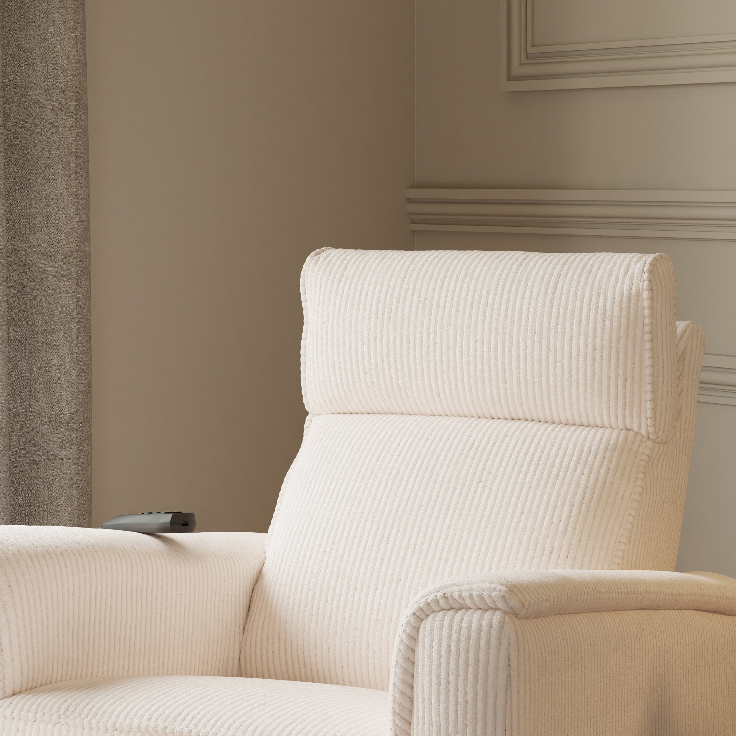 B17183YC,Willa Deluxe Power Glider Recliner w/Heat&Massage in Ivory Corduroy