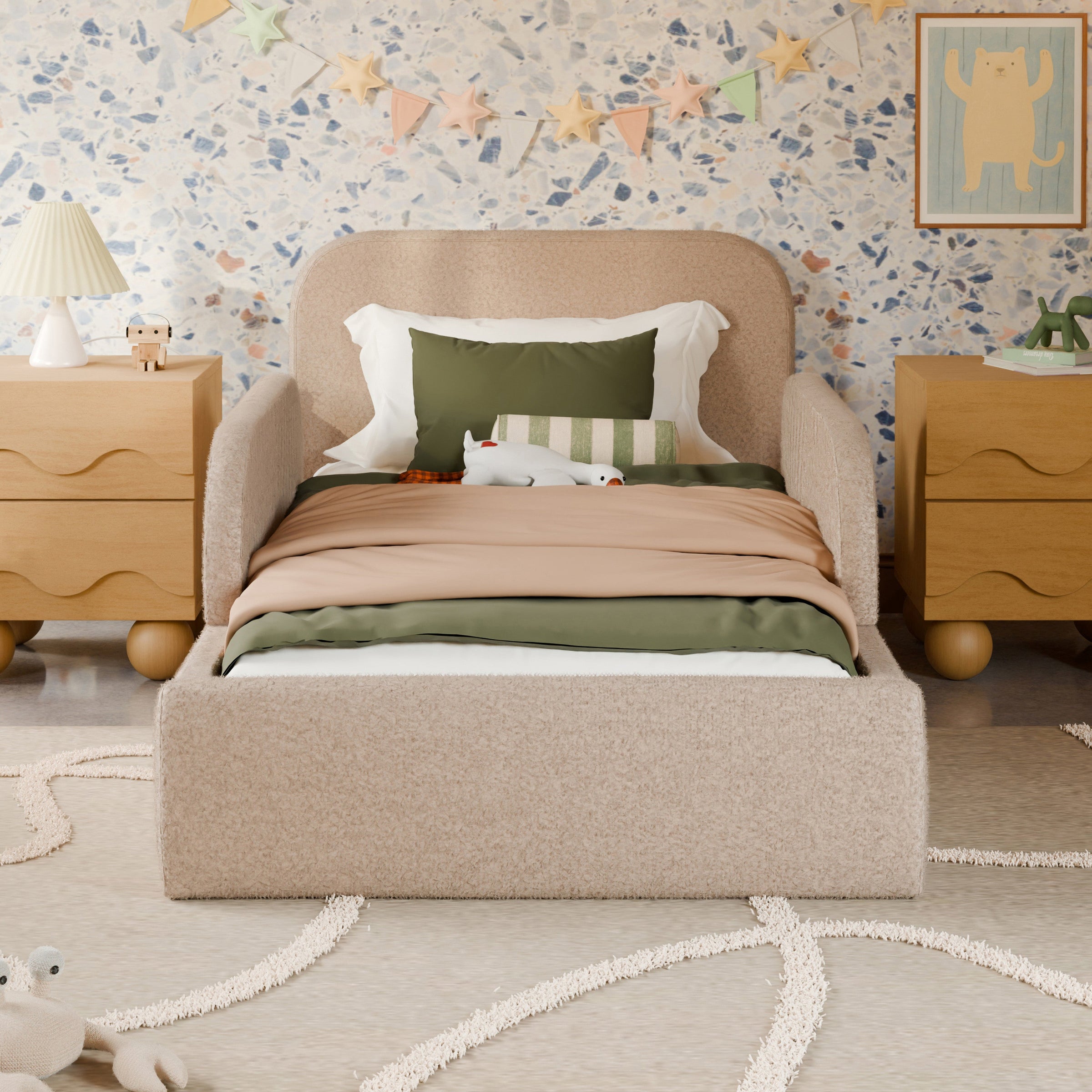 M32099CSG,Upholstered Twin/Full Bed Guardrails in Chai Shearling