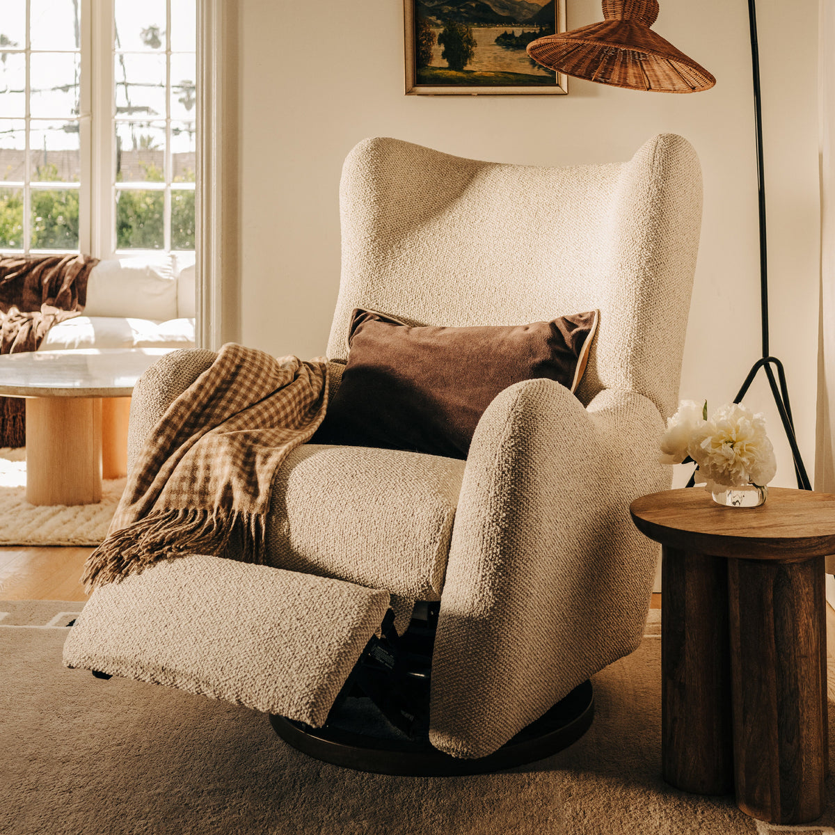 M34288PSWTB,Nate Berkus x Babyletto Westham Power Recliner in Performance Powder Slub Weave w/Toffee Base