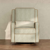 M23085OSCTB,Nate Berkus x Babyletto Sigi Power Recliner in Perf Olive Stripe Eco-Crossweave w/Toffee Base