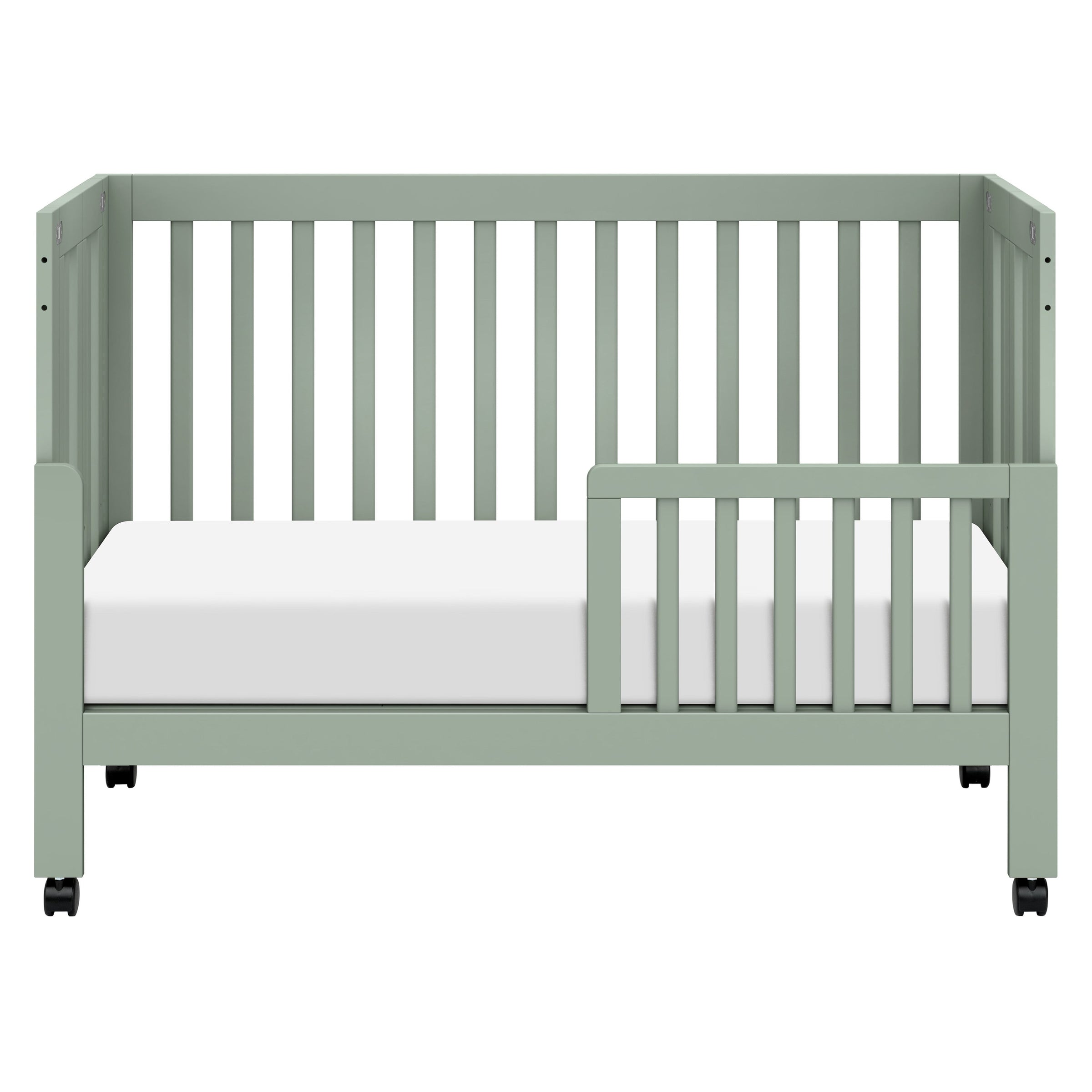 M6601LS,Maki Full Size Folding Crib w/ Toddler Bed Conversion Kit in Light Sage
