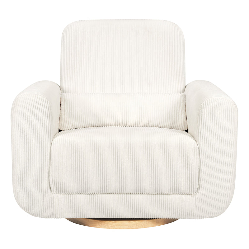 M10287YCLB,Tuba Glider in Ivory Corduroy with Light Wood Base