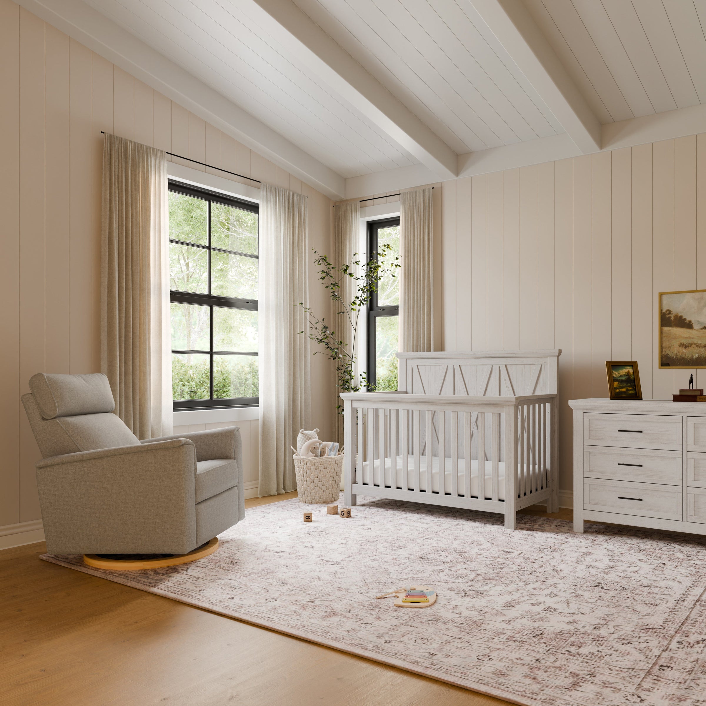 B17186PGEWLB,Willa Plus Power Glider Recliner w/ Power Headrest in Performance Grey Eco-Weave w/Light Wood Base