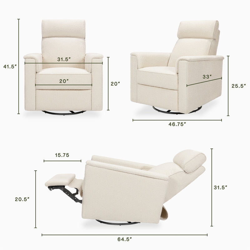 M17182PWB,Willa Pro Power Glider Recliner w/ Power Lumbar in Performance Ivory Boucle