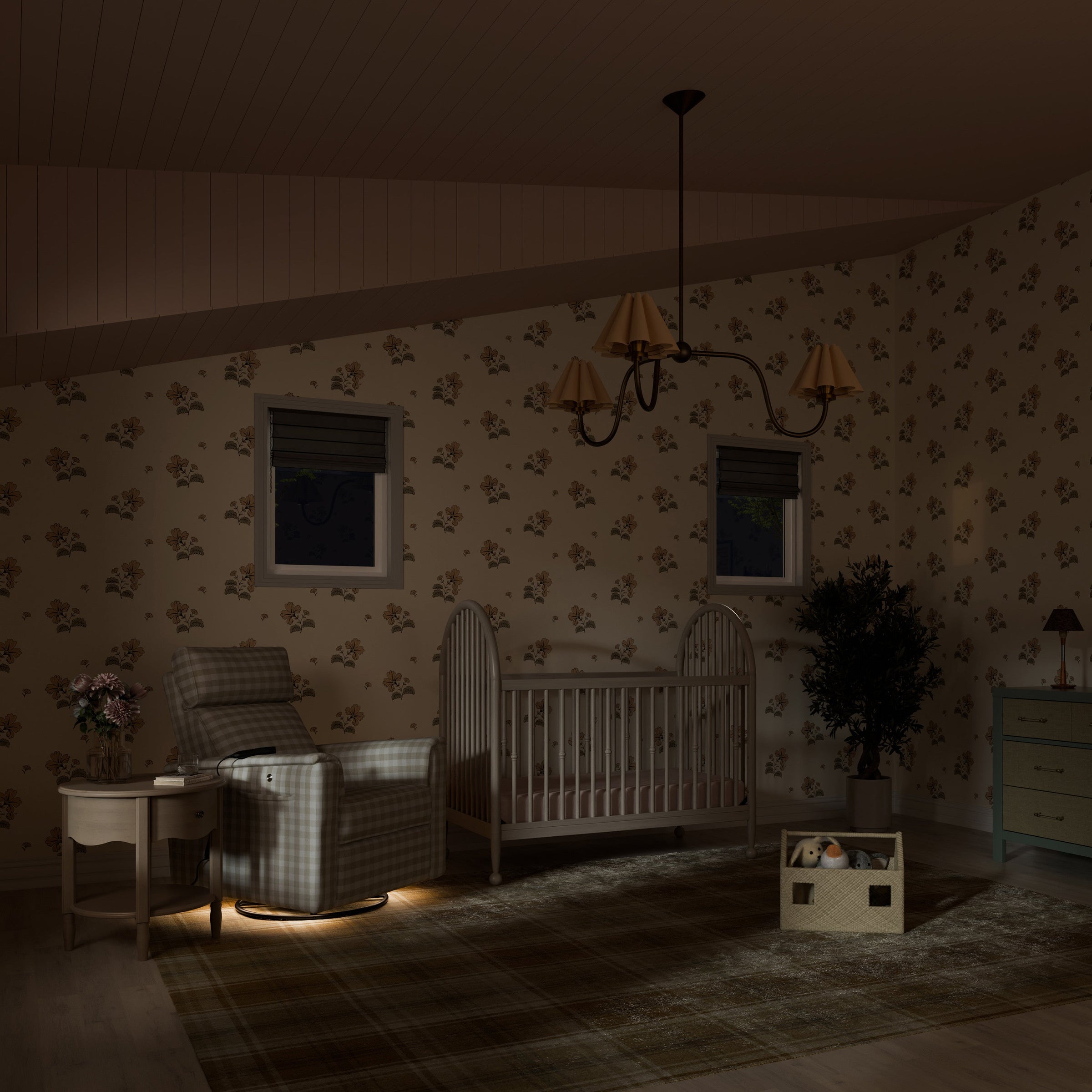 M17183TGH,Willa Deluxe Power Glider Recliner w/Heat&Massage in Tan Gingham