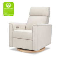 B17186WBLB,Willa Plus Power Glider Recliner w/ Power Headrest in Ivory Boucle with Light Wood Base