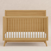 M15901HY,Palma Mid-Century 4-in-1 Convertible Crib w/ Toddler Bed Conversion in Honey