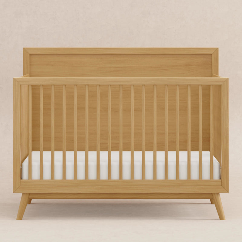 M15901HY,Palma Mid-Century 4-in-1 Convertible Crib w/ Toddler Bed Conversion in Honey