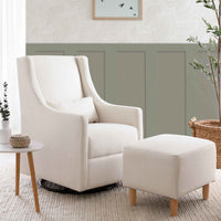M11287PCMEW,Toco Swivel Glider and Ottoman in Performance Cream Eco-Weave w/Natural Feet