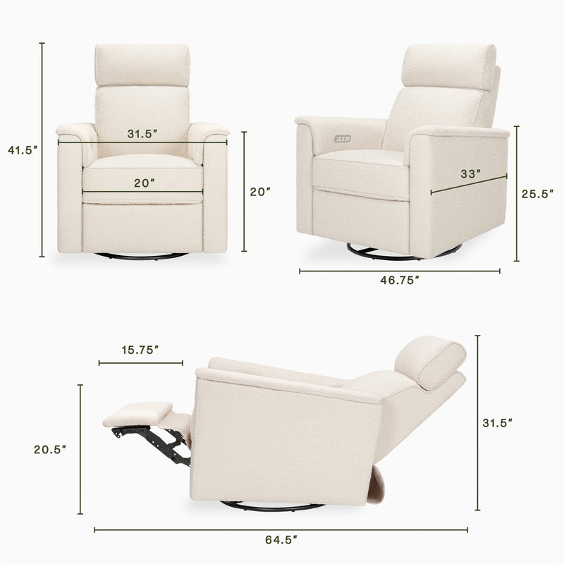 M17186PWB,Willa Plus Power Glider Recliner w/ Power Headrest in Performance Ivory Boucle