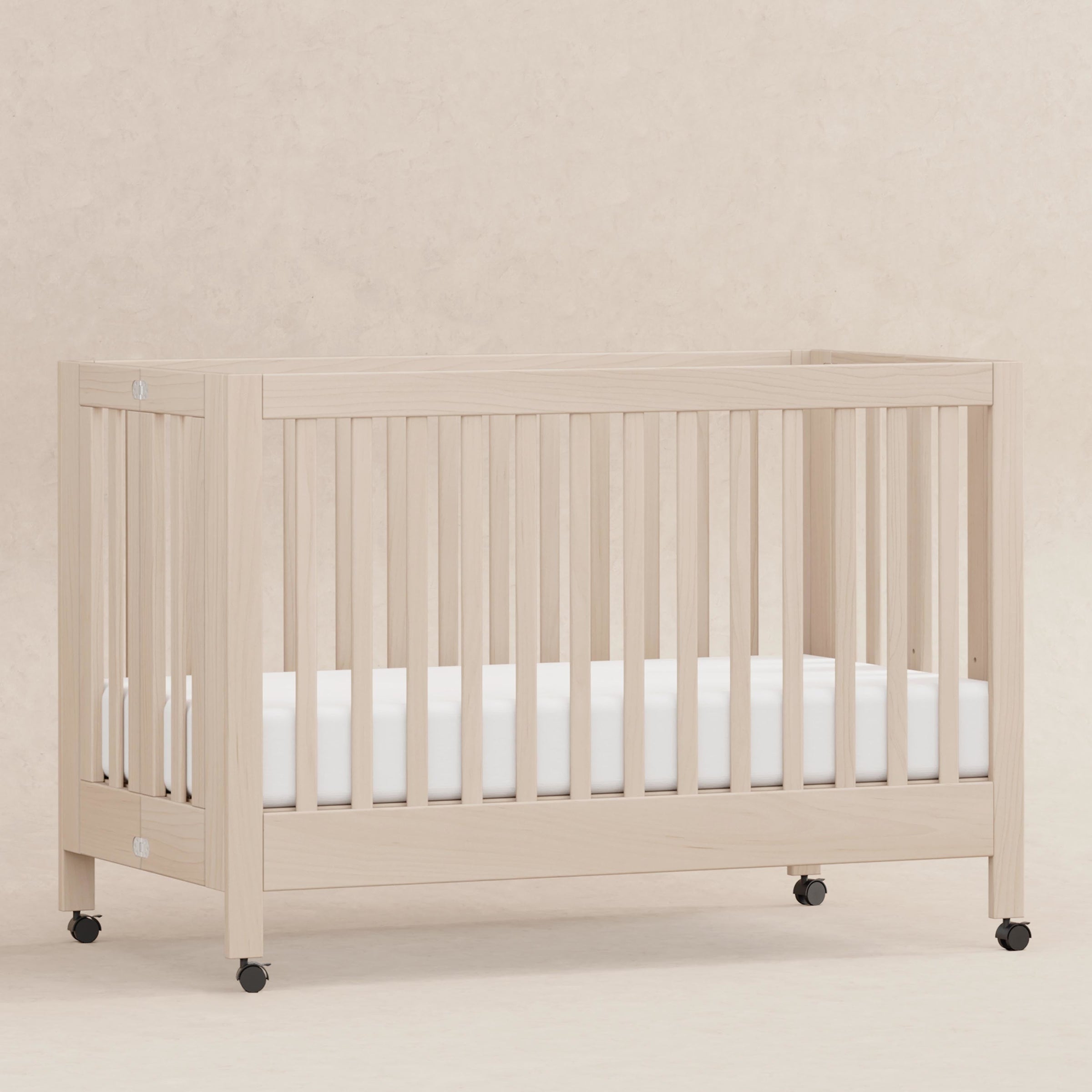 M6601NX,Maki Full-Size Folding Crib w/Toddler Bed Conversion Kit in Washed Natural