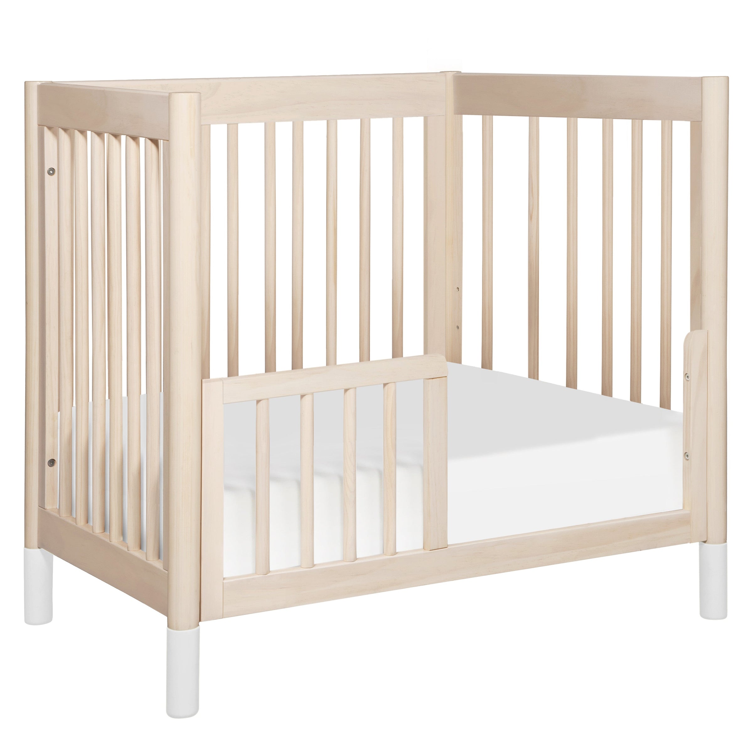 M12998NXW,Gelato 4-in-1 Convertible Mini Crib and Twin bed in Washed Natural Finish w/White Feet