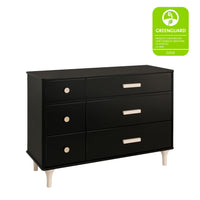 M9016BNX,Lolly 6-Drawer Double Dresser  Assembled in Black/Washed natural