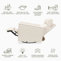 M17183PWB,Willa Deluxe Power Glider Recliner w/Heat&Massage in Performance Ivory Boucle