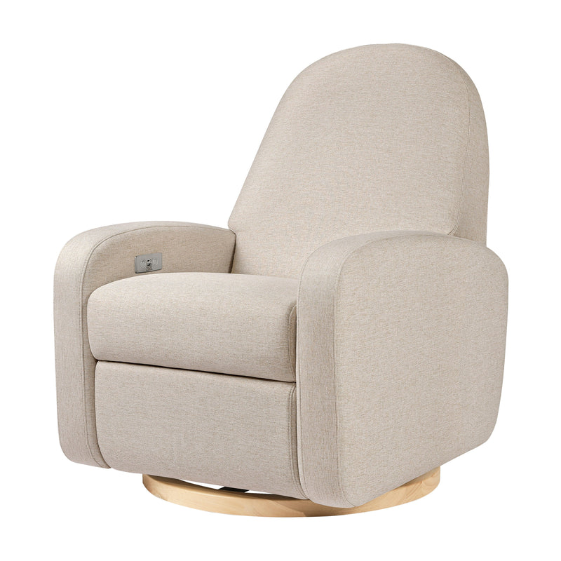 M23188PBEWLB,Nami Glider Recliner w/ Electronic Control and USB in Performance Beach Eco-Weave w/ Light Wood Base