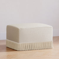 M21785WBIF,Crawford Gliding Ottoman in Ivory Boucle with Ivory Tassel Fringe