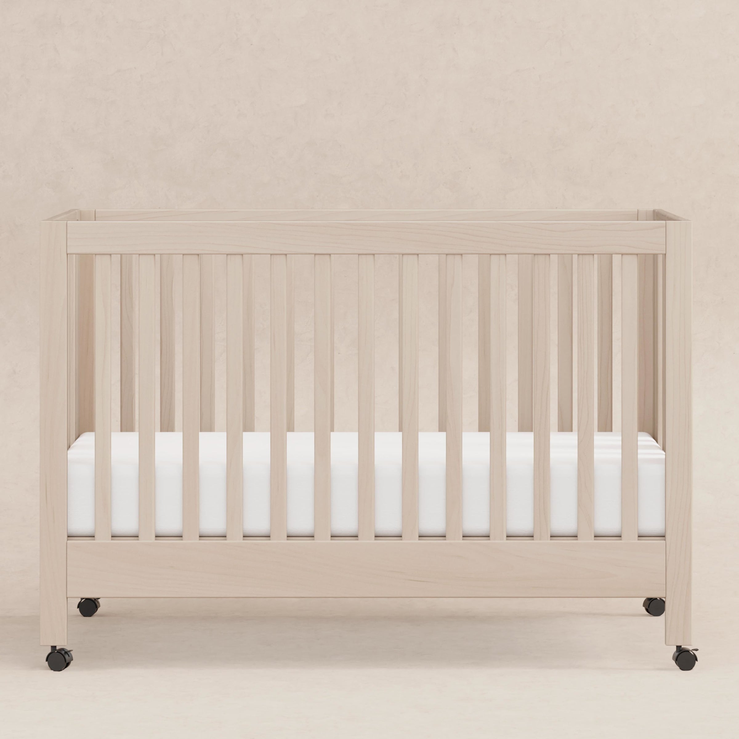 M6601NX,Maki Full-Size Folding Crib w/Toddler Bed Conversion Kit in Washed Natural