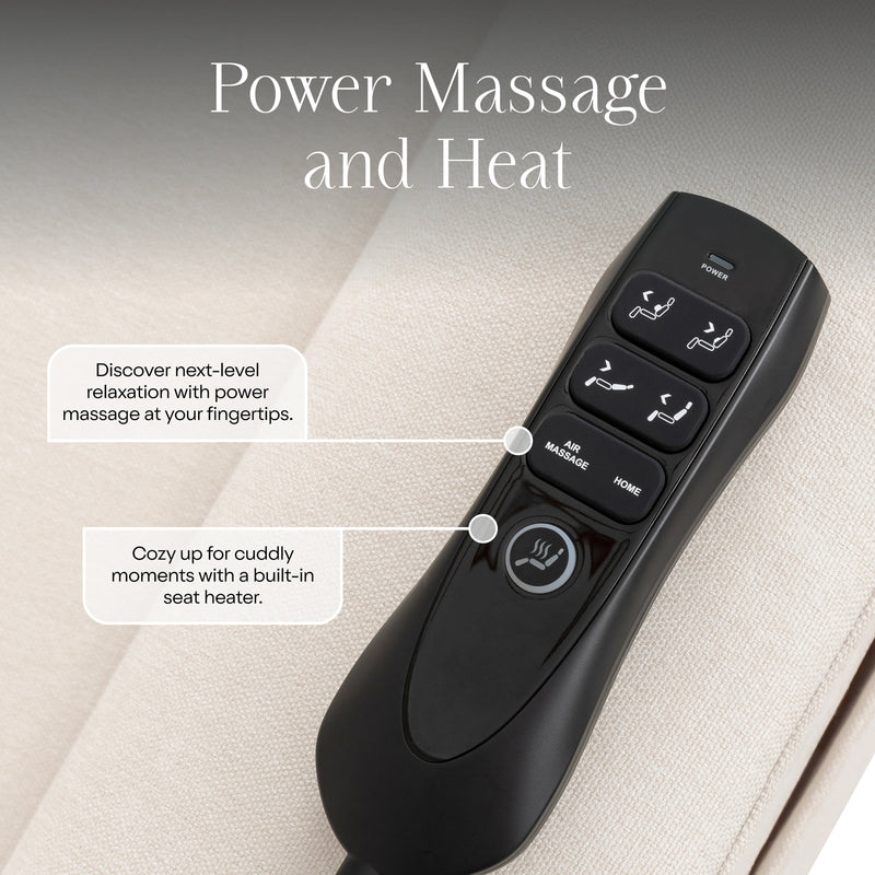 M17183PCMEW,Willa Deluxe Power Glider Recliner w/Heat&Massage in Performance Cream Eco-Weave