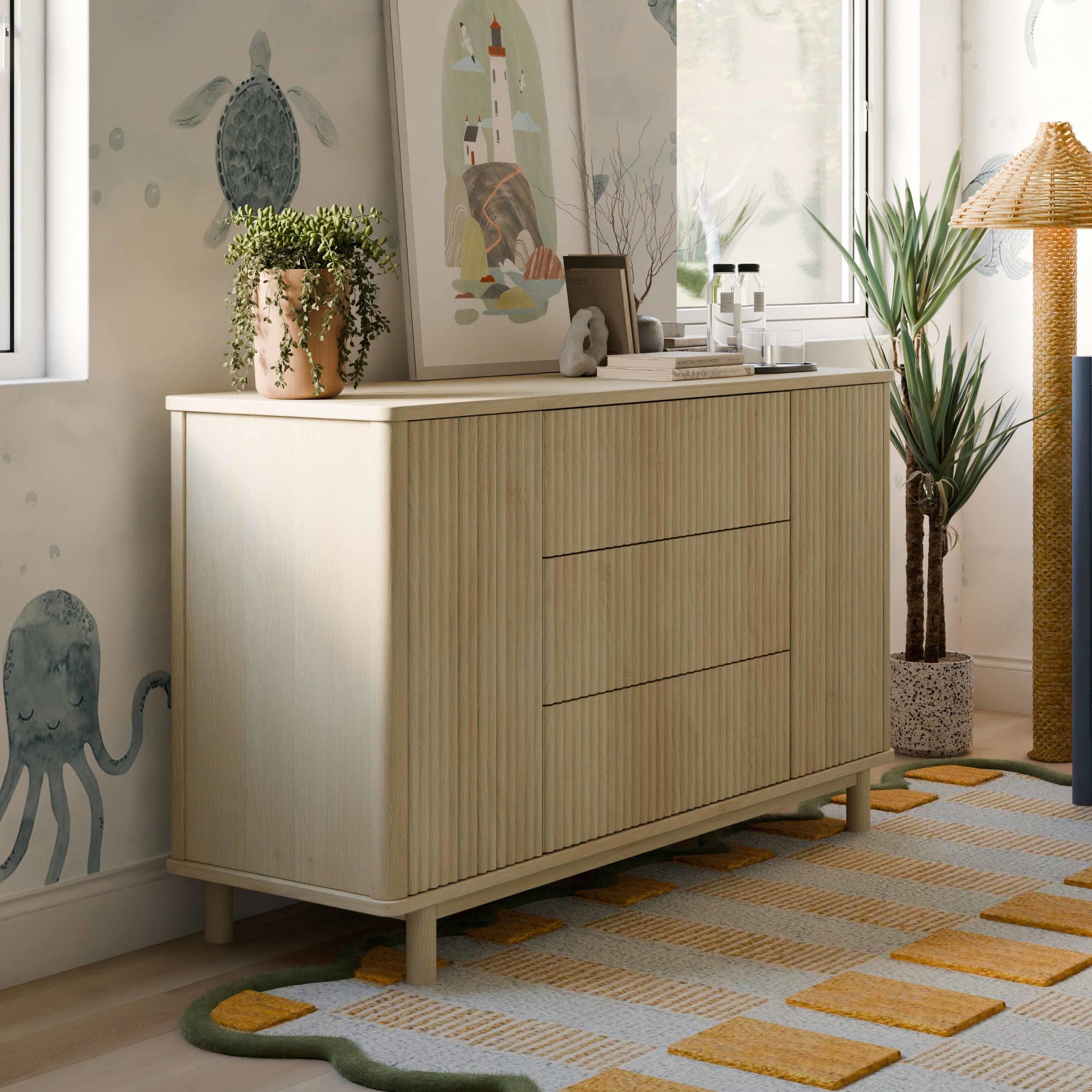 M29816BD,Pogo Tambour Assembled Dresser in Blonde