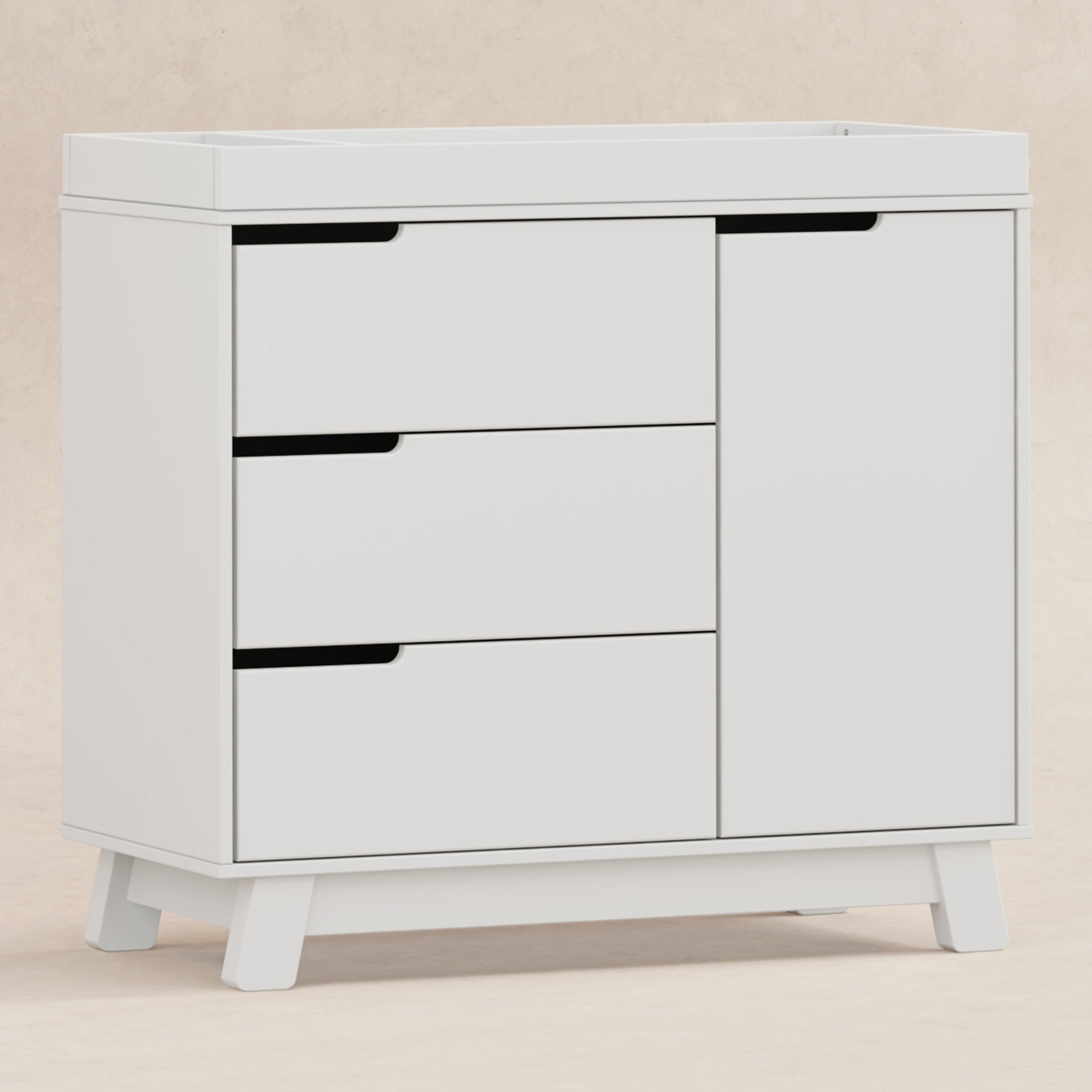 M4223W,Hudson 3-Drawer Changer Dresser w/Removable Changing Tray in White