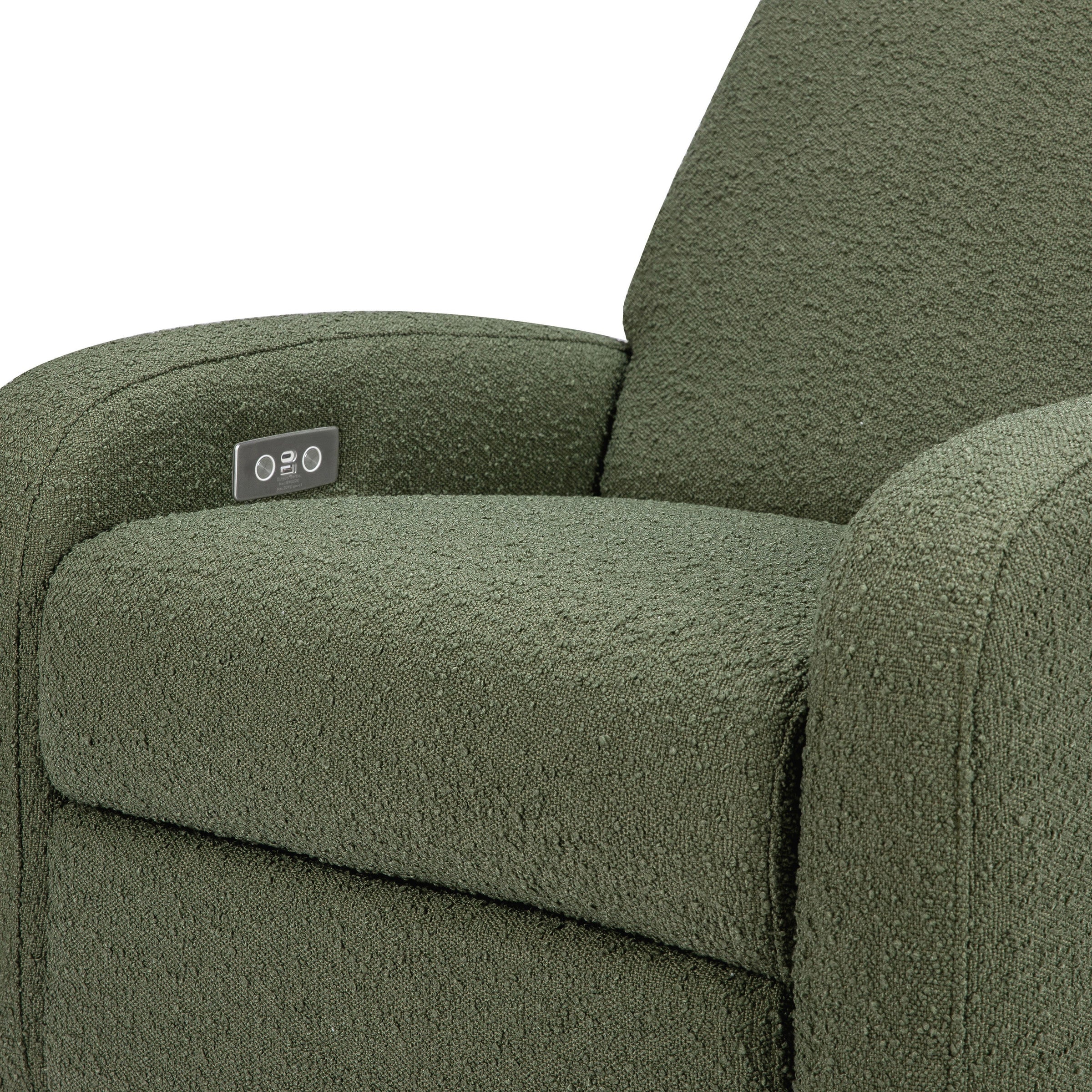 M23188OBLB,Nami Glider Recliner w/ Electronic Control and USB in Olive Boucle w/Light Wood Base
