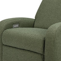 M23188OBLB,Nami Glider Recliner w/ Electronic Control and USB in Olive Boucle w/Light Wood Base