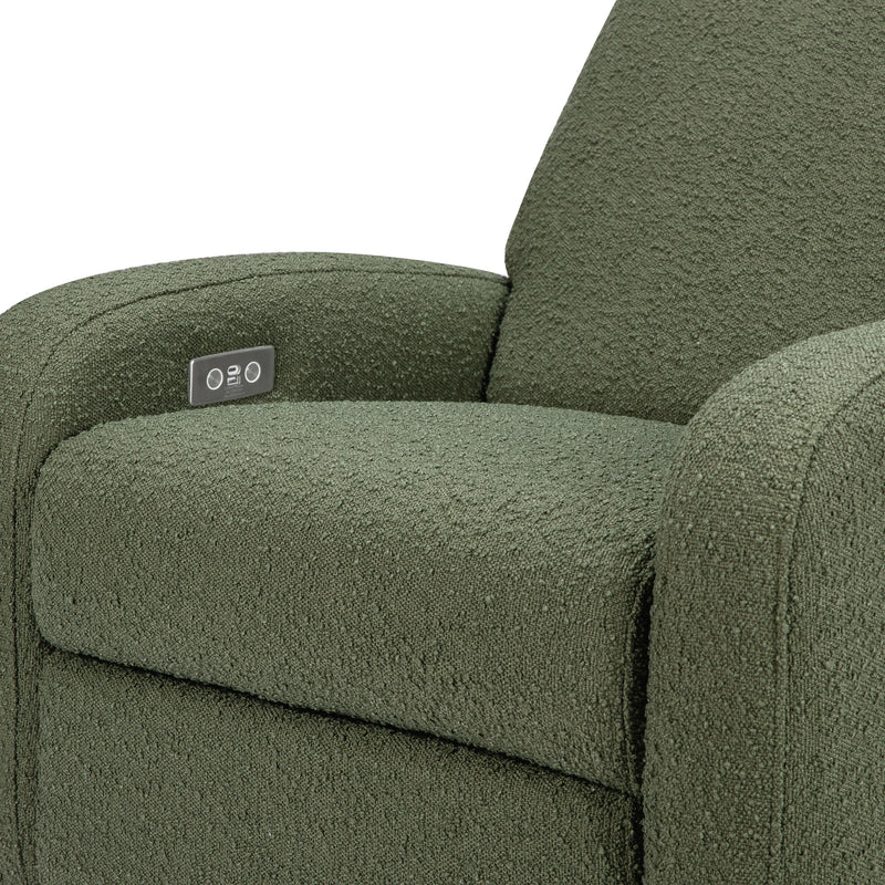 M23188OBLB,Nami Glider Recliner w/ Electronic Control and USB in Olive Boucle w/Light Wood Base