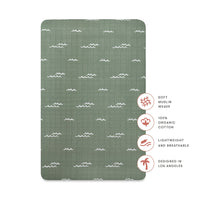 T27136,Ocean Waves Muslin Mini Crib Sheet in GOTS Certified Organic Cotton